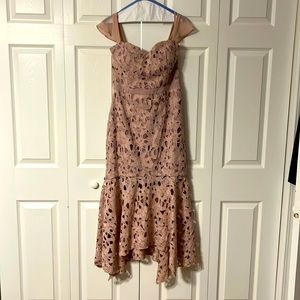 Chi chi London lace fit and flat blush pink dress size 10